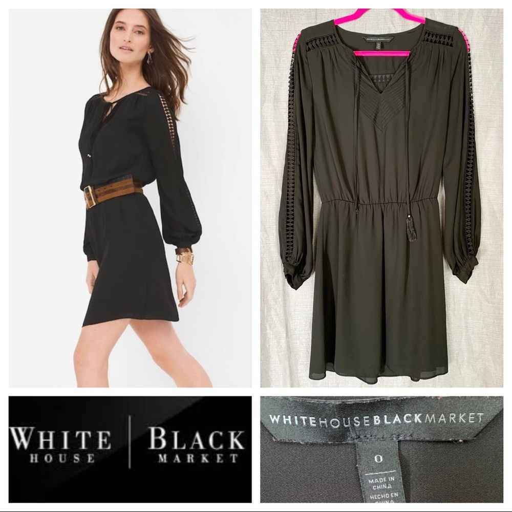 WHBM Long Sleeve Blouson Dress